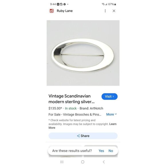 Vintage MCM Scandinavian brooch 2.5" wide - Picture 4 of 5